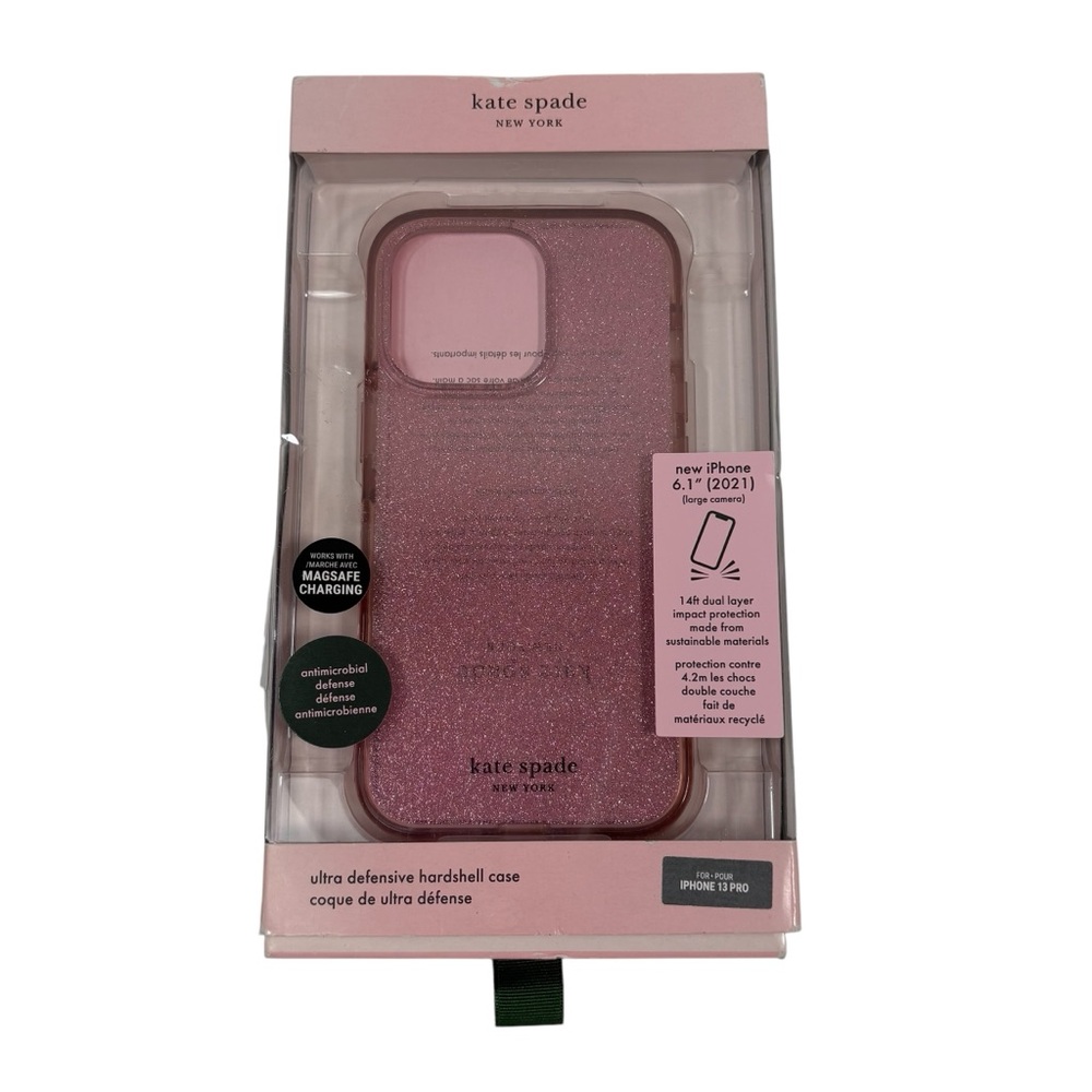 Kate Spade Apple IPhone 6’1” 2021 Large Hardshell Phone Case New Glitter Pink